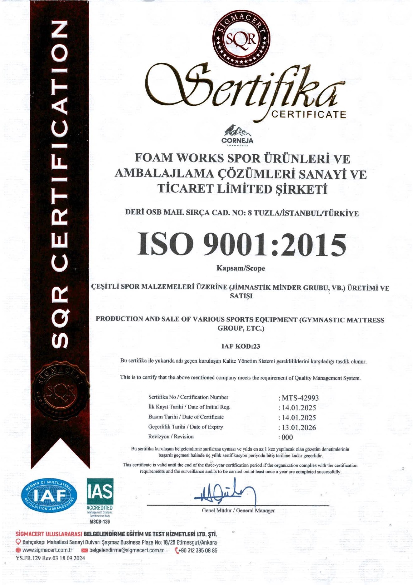 ISO 9001:2015 certificate